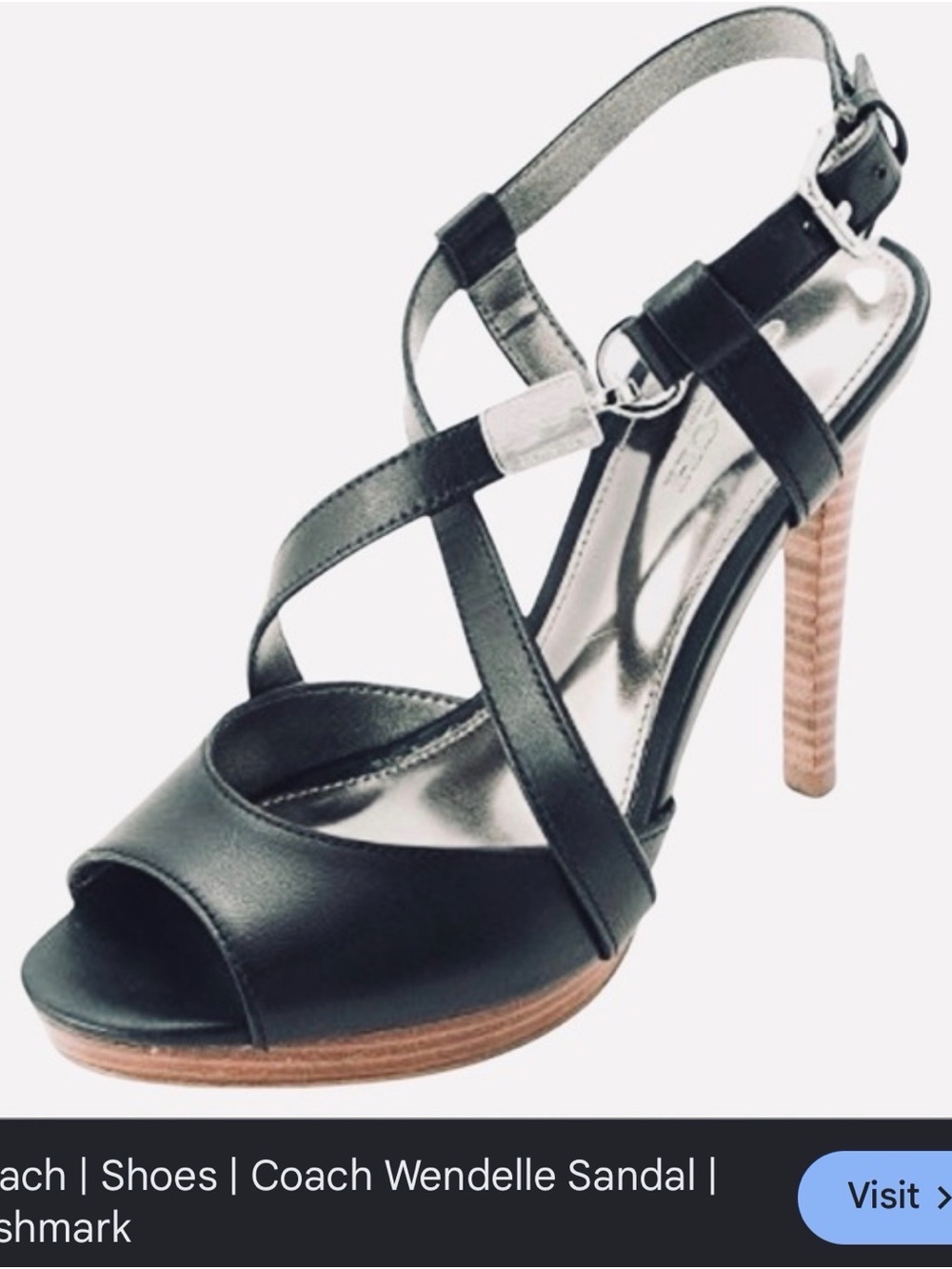 Coach Black  wendelle Leather Crisscross High Heel Sandal 9B